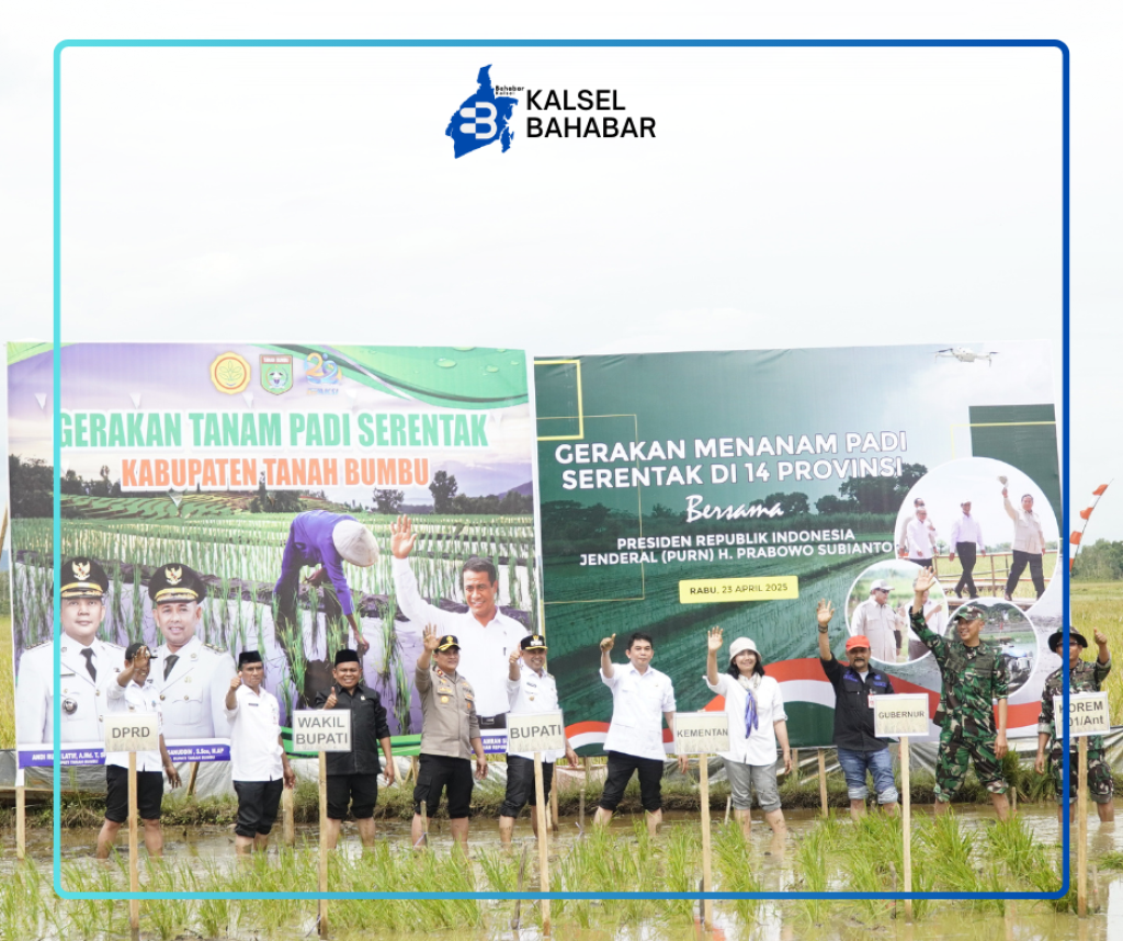 Serahkan Bantuan 4 miliyar Lebih, DInas PKP Kalsel Hadiri Gerakan Tanam Padi Serentak 14 Provinsi di Tanah Bumbu